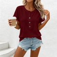 thumbnail image 5 of GERsome T-Shirts for Women Short Sleeve Waffle Knit Button Down Crew Neck Casual Business Work Shirts, 5 of 8
