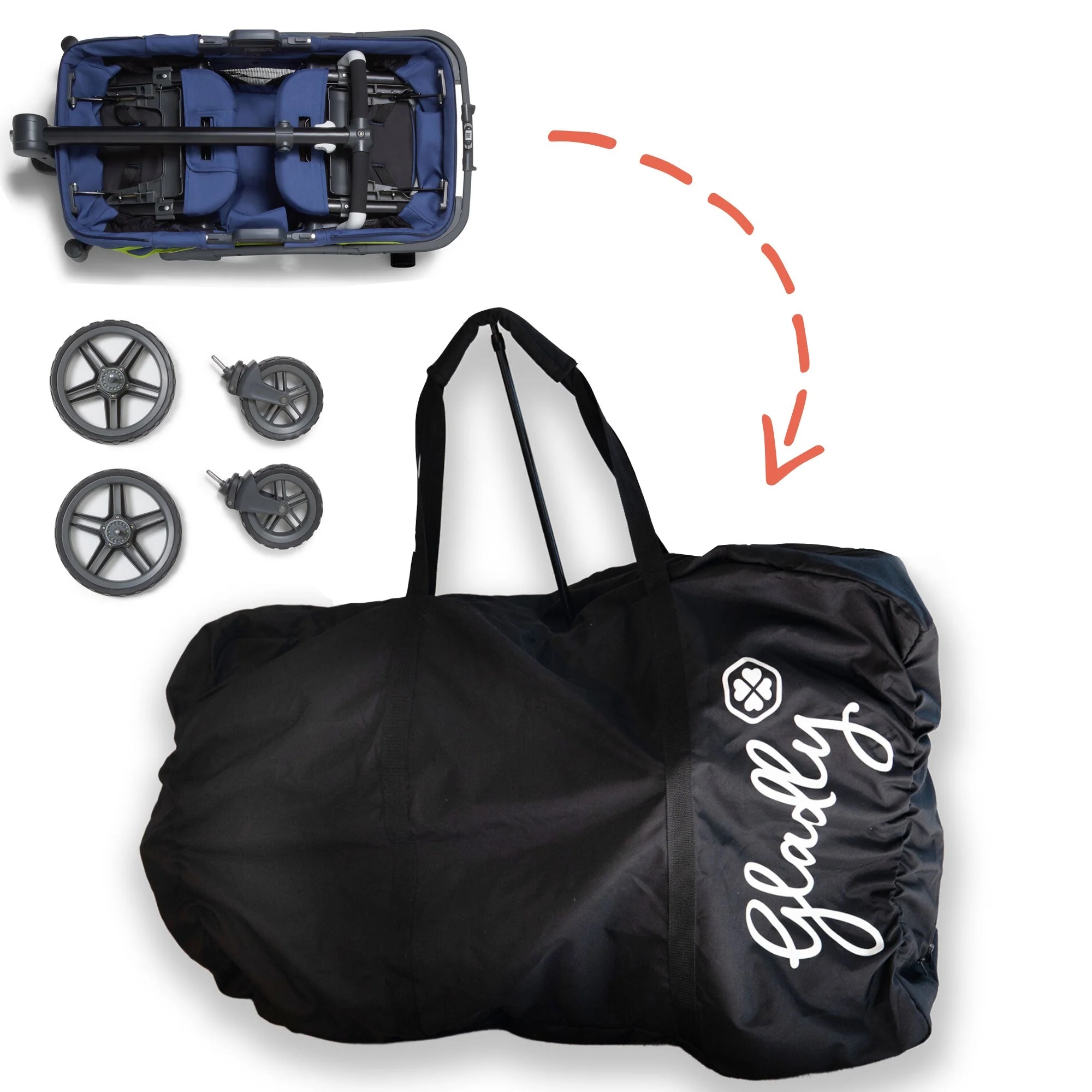 Gladly Family Travel Bag for Anthem2 or Anthem4 All-Terrain Wagon Stroller, Black, 1.6 lbs.