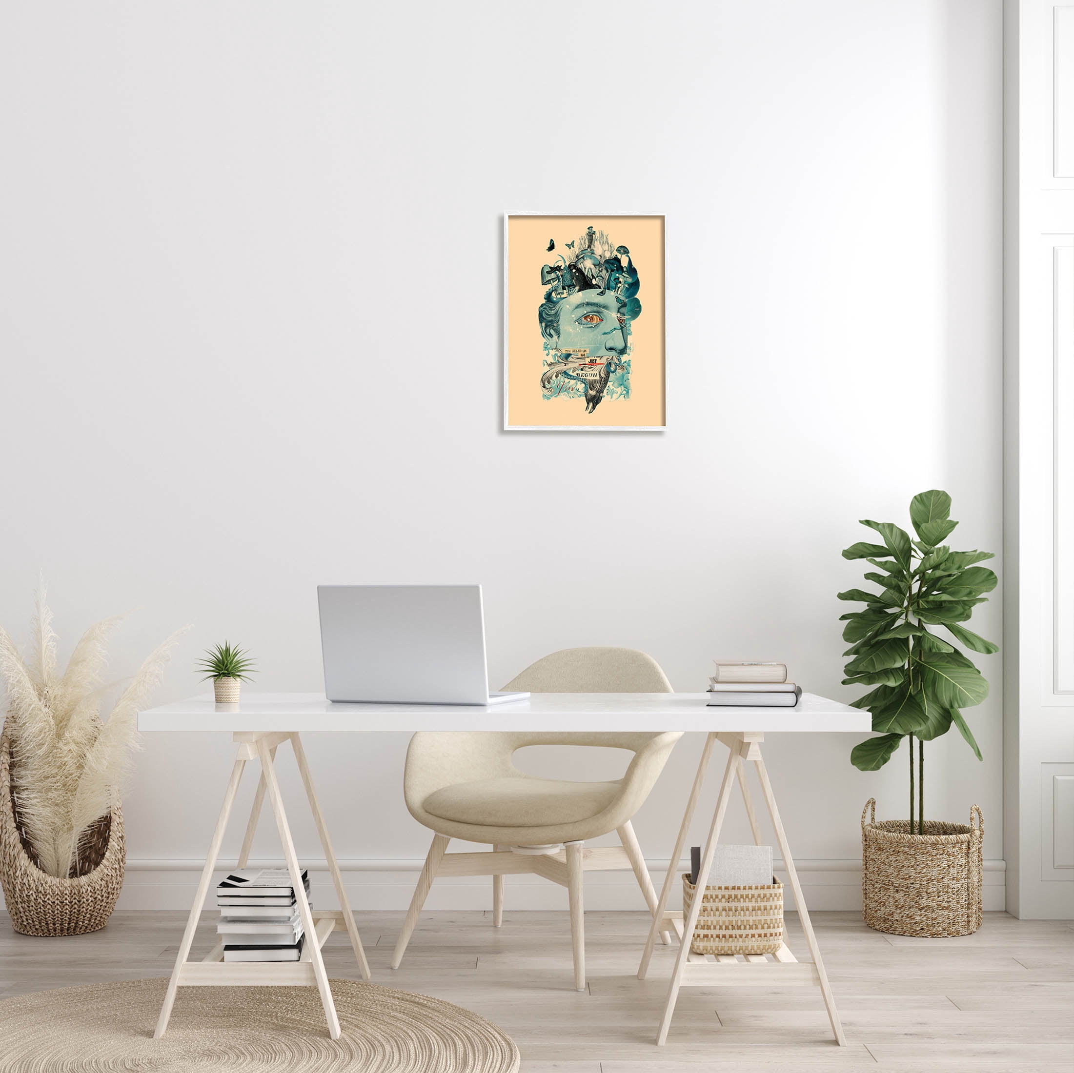 Stupell Industries Botanical Mushroom Man Surreal Collage Graphic Art White Framed Art Print Wall Art, Design by Matheus Lopes Castro