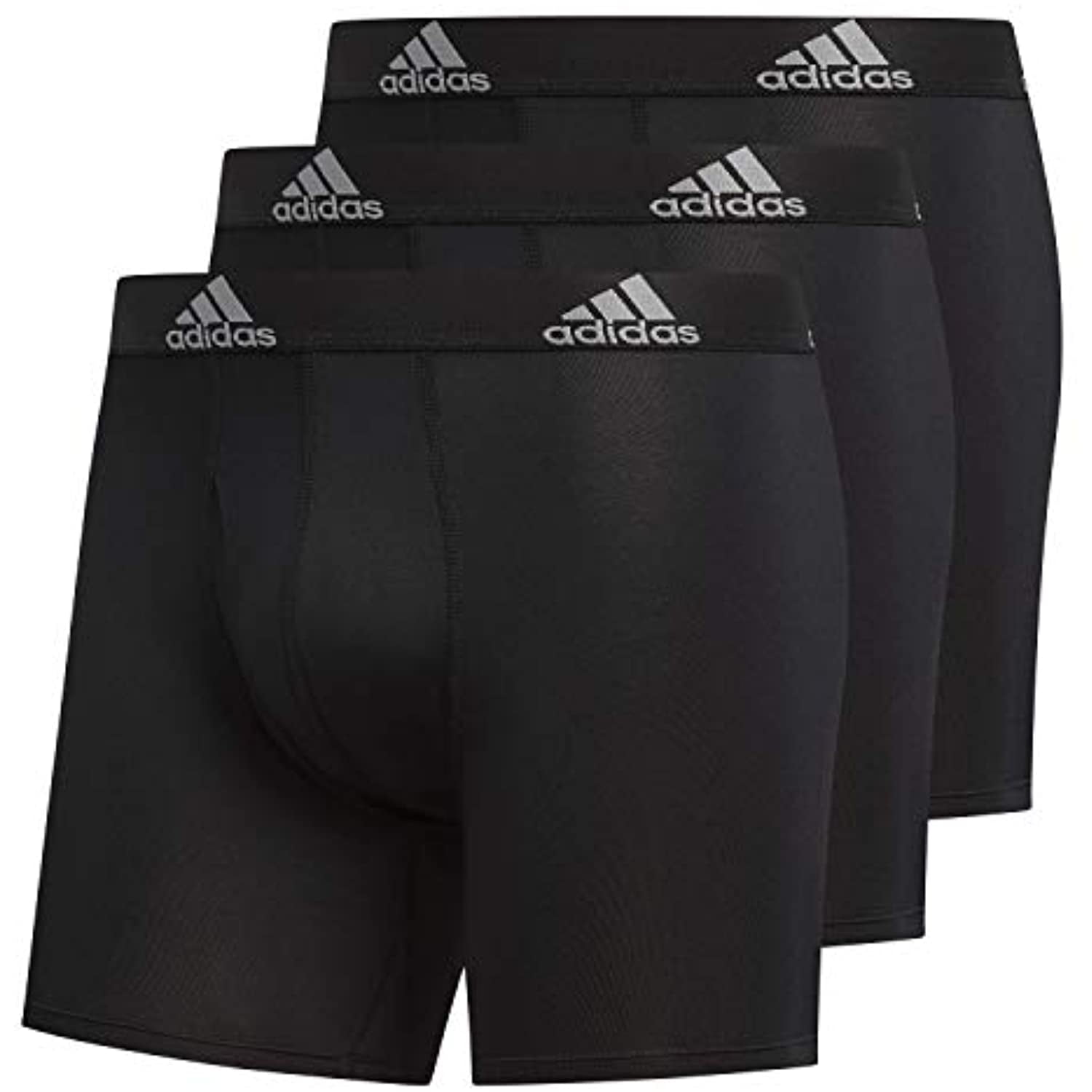 adidas Men's Performance Boxer Briefs Underwear (3Pack), Black/Black