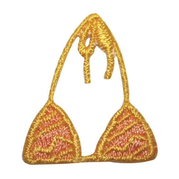 ID 8466 Yellow Bikini Top Patch Swim Suit String Embroidered Iron On Applique