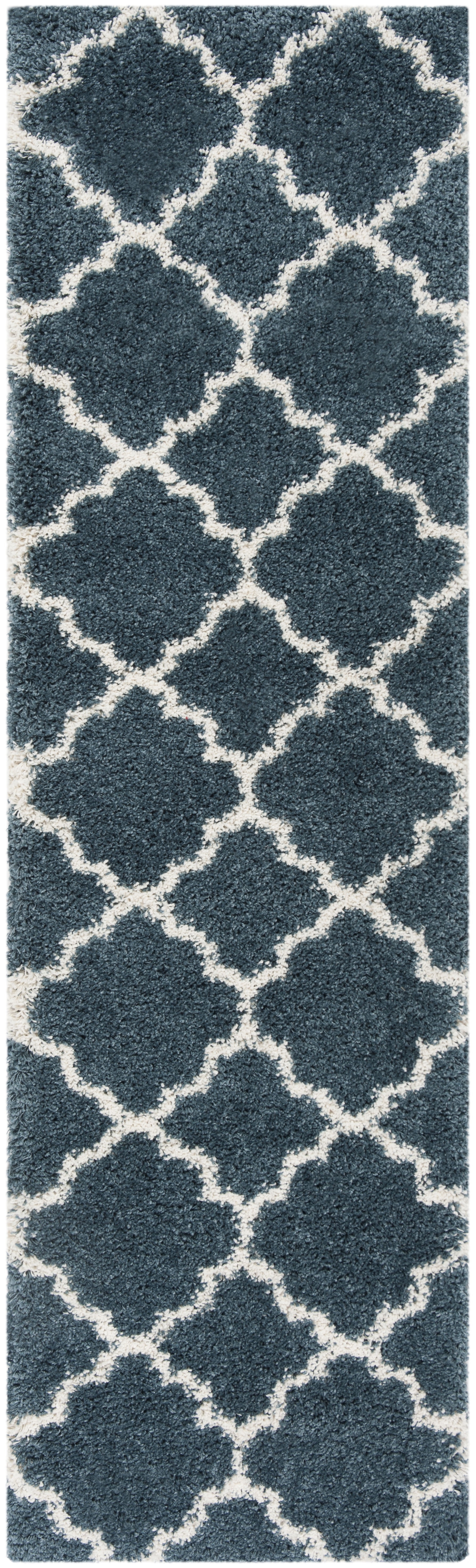 SAFAVIEH Hudson Jaye Geometric Shag Runner Rug, Slate Blue/Ivory, 2'3" x 12'
