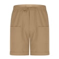 thumbnail image 4 of DDAPJ pyju Summer Shorts for Men Drawstring Cotton Beach Shorts Baggy Comfy Lounge Shorts with Pockets Yellow XXL, 4 of 7