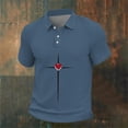 thumbnail image 4 of Ceisia Men's Short Sleeve Vintage Polo Shirt Fashion Print Waffle Knit Half Button Casual Soft Collared Everyday Top Gifts for Father Blue 1X, 4 of 4
