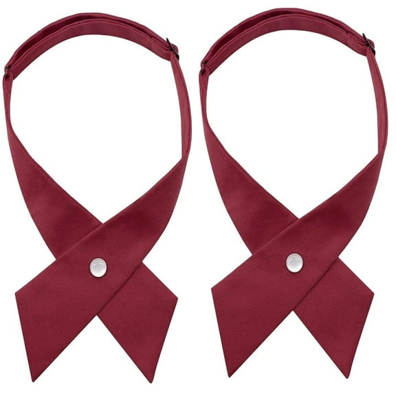2 Pack French Uniform Girls Tie，Adjustable Neck Tiefor Girls School Women，Dark Red