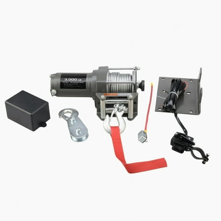 3000 Lb. 12 Volt DC Powered Electric ATV Winch with Roller Fairlead & Corded Remote
