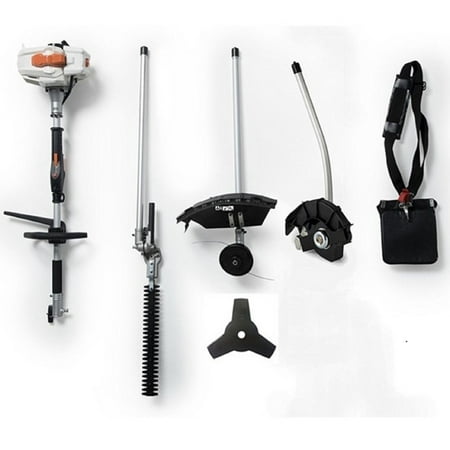 Sunseeker 2-Cycle 26cc Gas Full Crank Shaft 4-in-1 Multi-Function String Trimmer with (Best Gas Trimmer And Edger Combo)