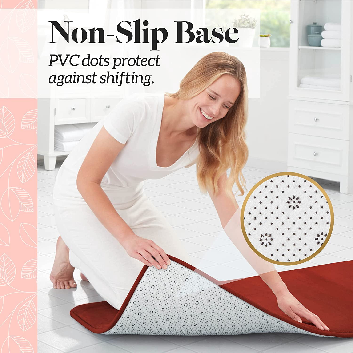 Bath Mats for Bathroom Non Slip - Autumn Glaze 17" x 24" Memory Foam Bathroom Rugs - Quick Dry Bath Mat