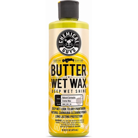 Butter Wet Wax - Deep Wet Shine Car Wax for Cars, ucks, SUVs, RVs, and More, Easy On/Off Liquid Formula, Banana Scent - 16 fl oz