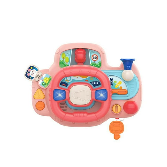 TISHITA Steering Wheel Toy Pretend Driving Toy Electric Steering Wheel Pink