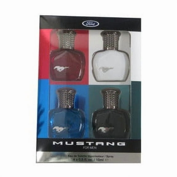 MUSTANG 4 X 0.5 EAU DE TOILETTE SPRAY SET FOR MEN: RED   WHITE   BLUE   GREEN