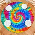 thumbnail image 2 of Colorful Rainbow Tie Dye Spiral Pattern Round Fitted Tablecloth with Elastic Edge,Dining Table Cover Waterproof,Outdoor Round Tablecloth for Camping,Dining,Indoor and Outdoor, 2 of 7