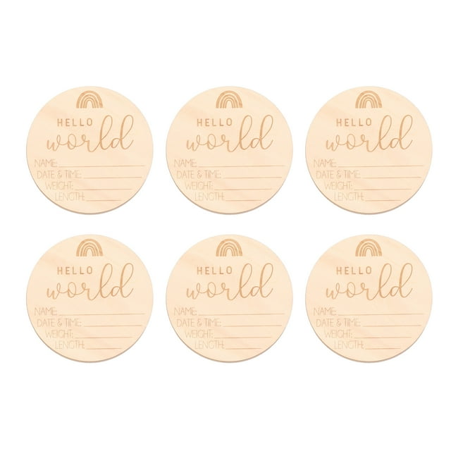 Tarjetas de hitos de madera Tarjetas fotográficas de hitos mensuales de crecimiento del bebé con letrero de Hola Mundo para fotos de bebés e hitos del primer año ANGGREK Otros
