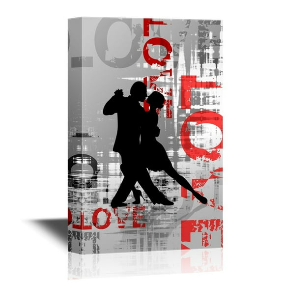 wall26 - Canvas Wall Art - Silhouettes of The Pairs Dancing Ballroom Dances. Tango. - Gallery Wrap Modern Home Art | Ready to Hang - 24x36 inches