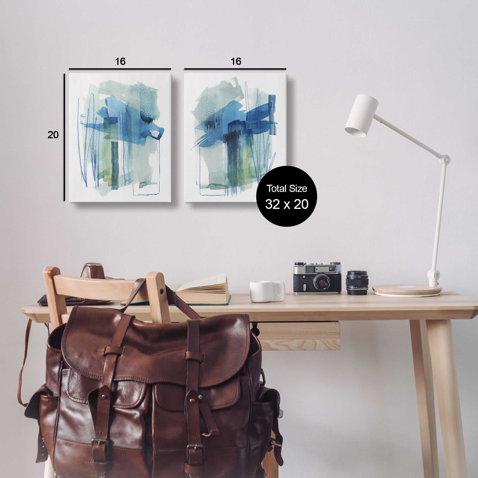 Stupell Industries Chaotic Brushed Watercolor Abstract Painting Gallery Wrapped Canvas Art Print Wall Art, 16 x 20, Set of 2