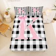 thumbnail image 5 of Manfei Simple Square Checkered Queen Sheets,Personalized Letter K Gifts Queen Sheet Sets,4pcs,1 Flat Sheet,1 Fitted Sheet and 2 Pillowcases, 5 of 6