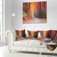 thumbnail image 2 of Designart Road in Beautiful Autumn Forest - Modern Forest Throw Pillow - 18x18, 2 of 4