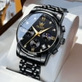 thumbnail image 3 of OLEVS Watches for Men, Mens Watches Gifts for Men Chronograph Analog Quartz Luxury Casual Classic Diamond Waterproof Luminous Stainless Steel Reloj para Hombre Black Dial, 3 of 12