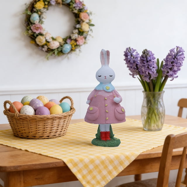 Easter Resin Rabbit Ornament,High-Hardness Waterproof Material,Realistic Stereoscopic Modeling,Low-Maintenance Design,For Home Living Room Study Bedroom Garden Tabletop Decoration