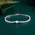 thumbnail image 2 of Silver Plated CZ Tennis Heart Chain Link Bracelet Lover Brides Popular Jewelry, 2 of 9