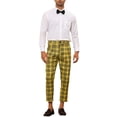 thumbnail image 2 of Lars Amadeus Plaid Cropped Pants for Men's Slim Fit Business Checked Slacks, 2 of 5