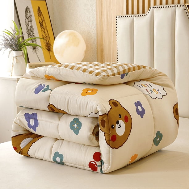 Edredón de invierno, edredón de algodón de seda, edredón acolchado cálido, ropa de cama para dormitorio de estudiantes, edredón de primavera y otoño, edredón de las cuatro estaciones
