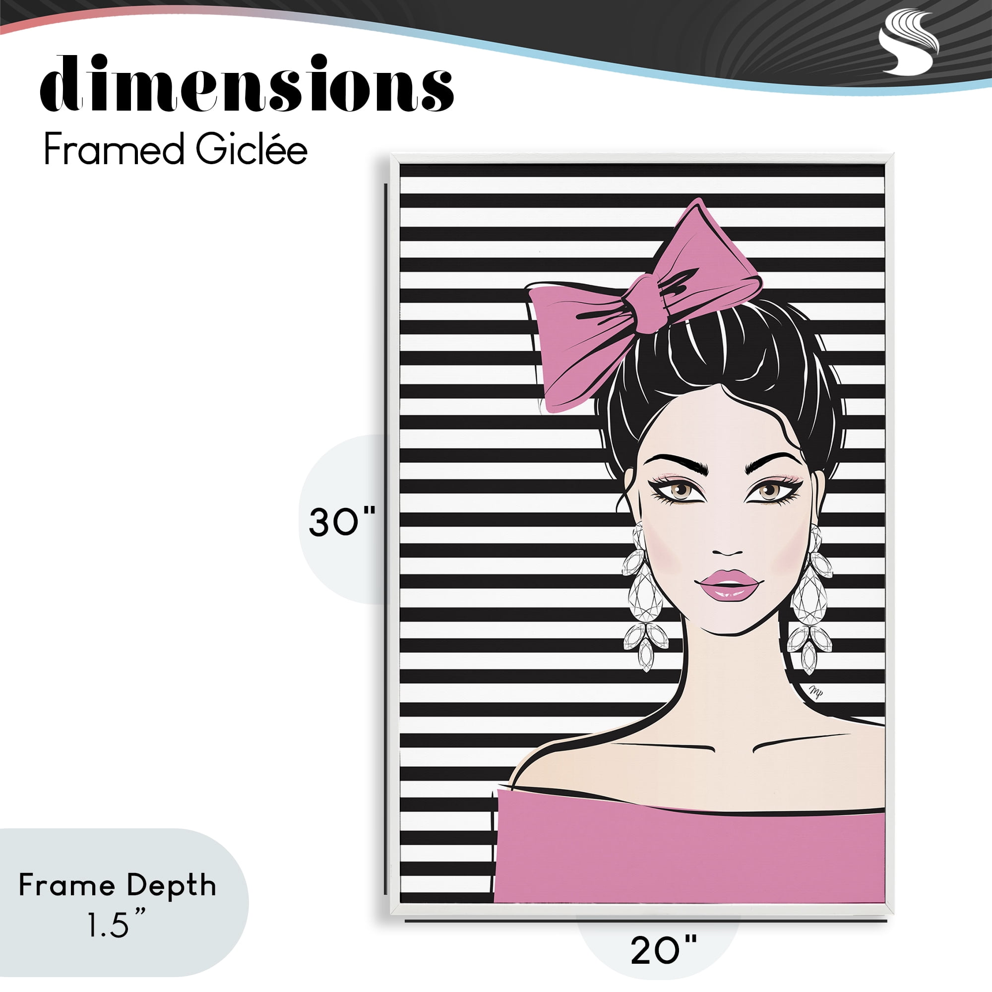 Stupell Industries Girl with Pink Bow & Earrings White Framed Giclee Art, design by Martina Pavlova