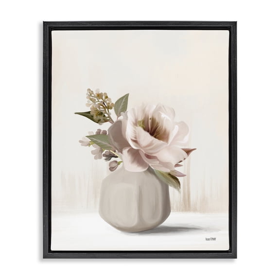 Stupell Industries Shabby Chic Chic Bouquet in Vase Black Floating Frame Canvas Art, 17 x 21, by House Fenway