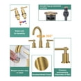 thumbnail image 3 of Wowow 8 in. Widespread Double Handle Bathroom Faucet with Pop-Up Drain Kit and Supply Lines Included in Gold, 3 of 8