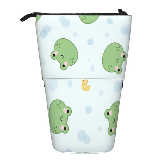 Picia Kawaii Frogs Print Telescopic Pencil Case, Telescopic Pen Holder Telescopic Pencil Pouch Bag Stationery Pencil Case Box Storage Organizer Makeup Bag