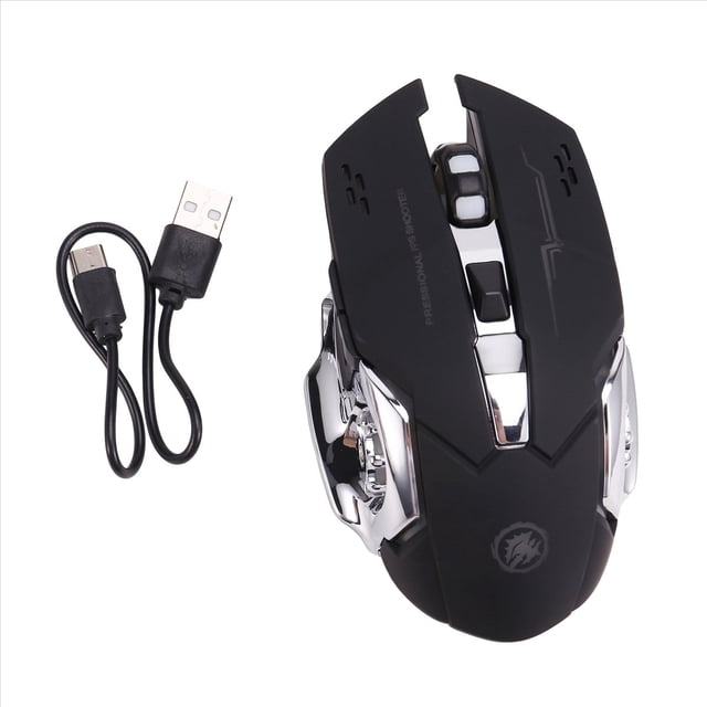 RatóN InaláMbrico Silencioso para Juegos, Recargable por USB, RatóN Bluetooth Recargable para PC y PortáTil, Color Negro