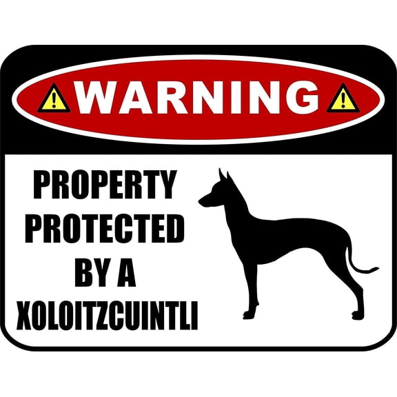 PCSCP Warning Property Protected by a Xoloitzcuintli (SILHOUETTE) 11.5 inch x 9 inch Laminated Dog Sign