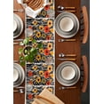 thumbnail image 2 of Orange Yellow Black Botanical Table Runner Cotton Linen 36 Inch Holiday Dresser Scarves, Spring Floral Modernism Tablerunner for Kitchen Coffee Dining Bedroom Dinner Scarf Décor 13''x36'', 2 of 9