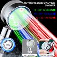 thumbnail image 1 of Pommeau de douche à main LED avec bouton d'arrêt, haute pression, filtre à économie d'eau, ensemble de douche portable, accessoires HOAccessrespirationFilter He Qiyong unisex, 1 of 1