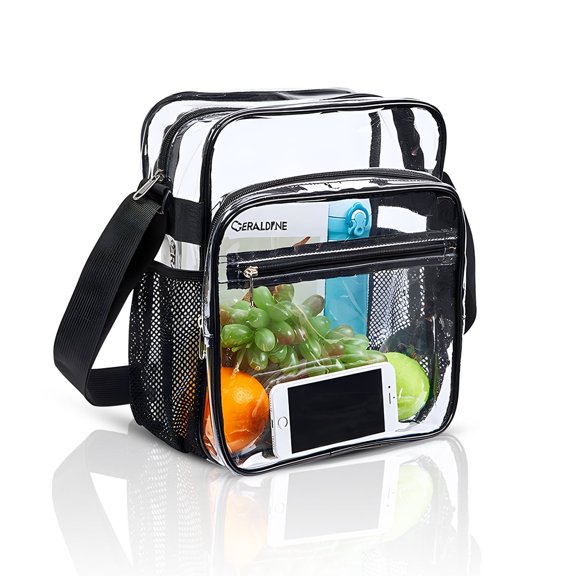 Clear Bag - Adjustable Clear Crossbody Messenger Shoulder Bag for Concerts and Sports Events exceptional durability，Dimensions: 10""W x 12""H x 6""D
