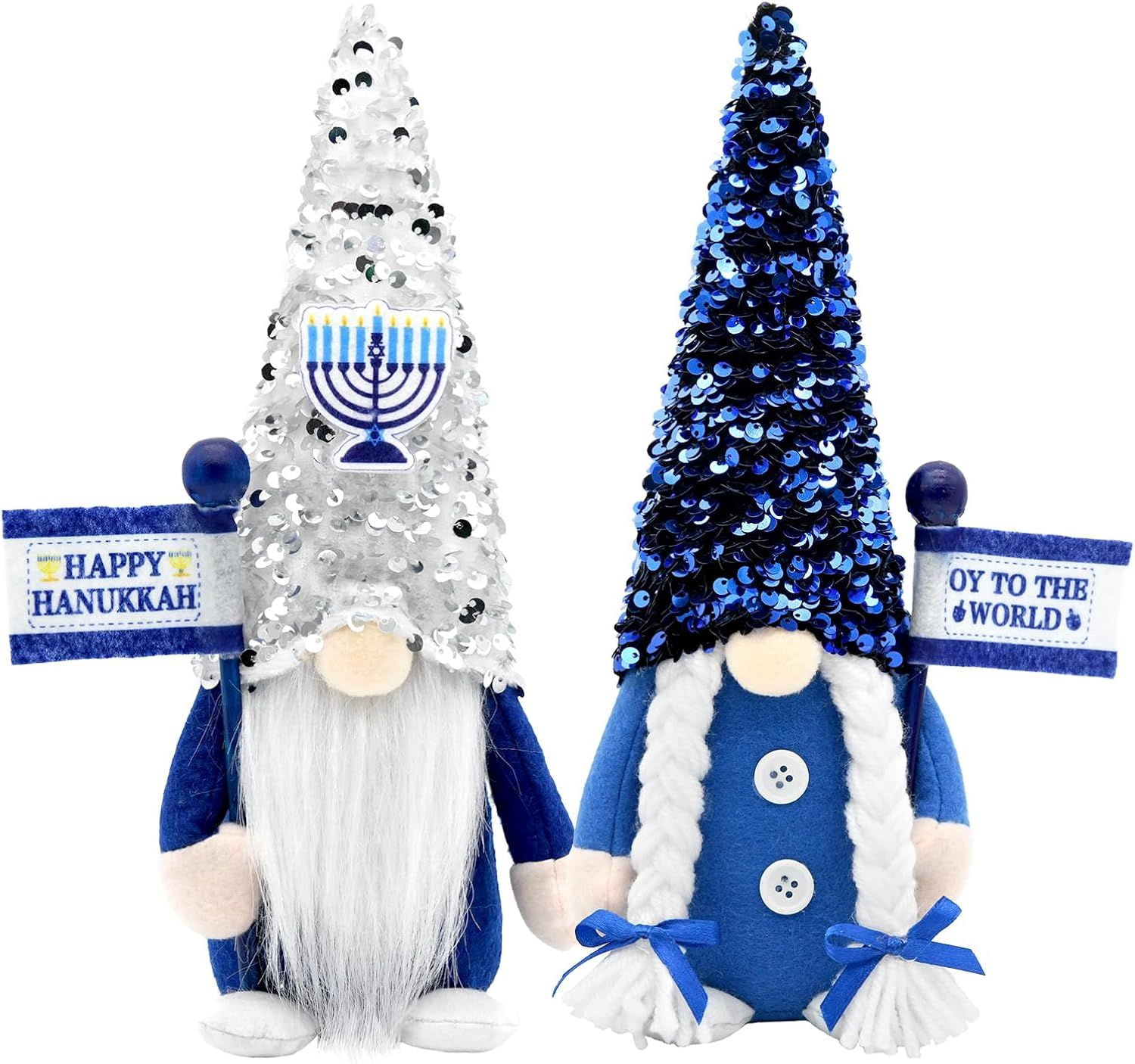 Hanukkah Gnomes Decorations for Home Indoor, Hanukkah Menorah Plush Decor, Jewish, Chanukah Ornaments Jewish Decorations for Party, Table and Tiered Tray Decor