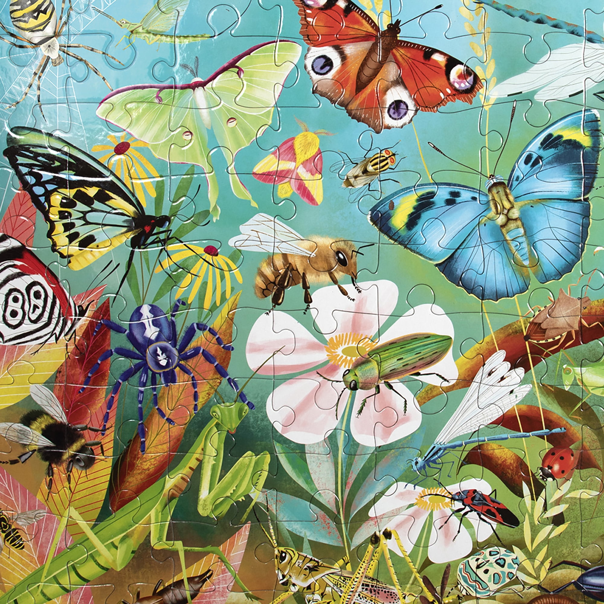 eeBoo: Love Of Bugs - 100 Piece Puzzle - 24 x 16" Kids Jigsaw, Glossy High-Quality Pieces, Children Ages 5+