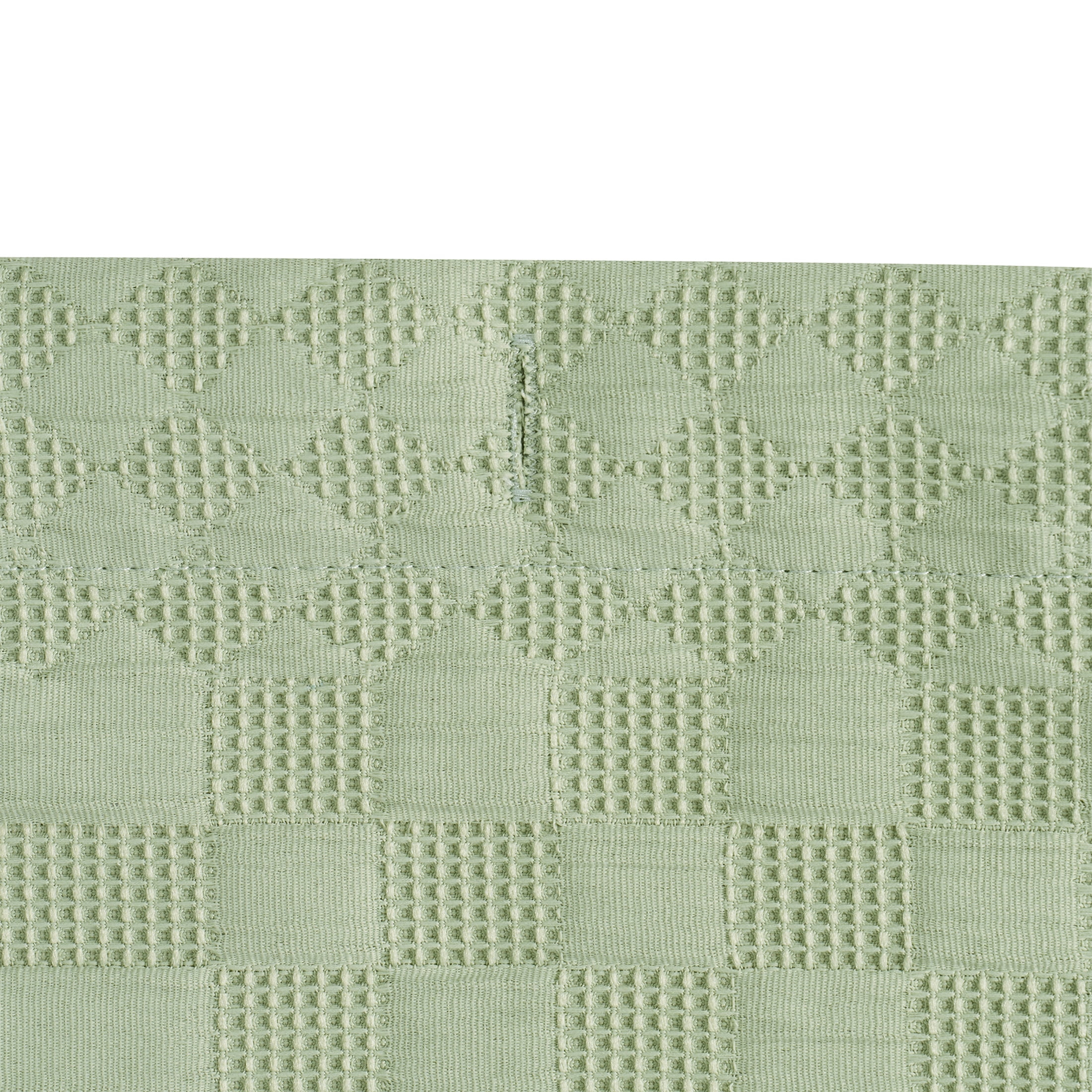 Beautiful Sage Green Check Matelassé Fabric Shower Curtain by Drew Barrymore, 72" x 72"