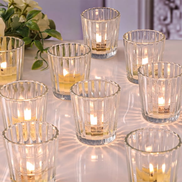 NITIME 24Pcs Vintage Ribbed Votive Candle Holders