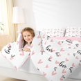 thumbnail image 4 of Homewish Watercolor Loves Pattern Queen Comforter Set,Cartoo Heart Print Bedding Sets,Pink White Black Bedding Comforter Set For Girls Kids,Super Cozy Room Decor Reversible,3-Piece, 4 of 8