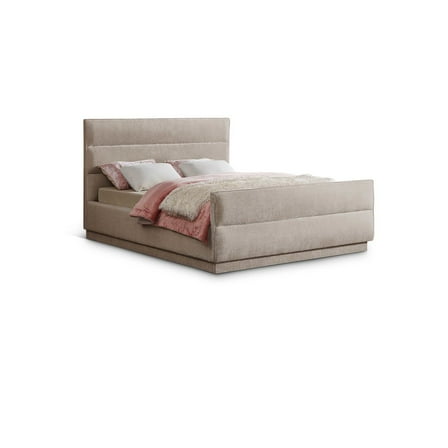 Meridian Furniture Paxton Beige Chenille Fabric Queen Bed