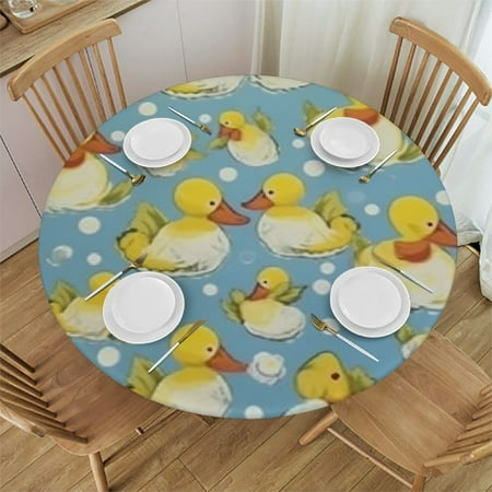 

HAOXIT Little Yellow DuckRound Tablecloth Polyester Tablecover with Design Anti-Wrinkle and Smooth Table Cloth for Kitchen/Home Decoration - Duck 42-46
