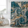thumbnail image 4 of Teal Blue Ombre Bathroom Shower Curtains with 12 Hooks Polyester Waterproof Shower Curtain for Stalls and Bathtubs Modern Abstract Art Coastal Nautical Decorative Bathroom Curtain 36x78 Inches, 4 of 9