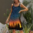 thumbnail image 3 of Galaxy Star Outer Space Women's Summer Dresses 2025 Beach Casual Sleeveless Floral Print Tank Loose Sundress, 3 of 8