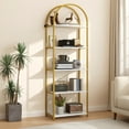thumbnail image 1 of 5-Tier Arched Bookshelf, Industrial Style Open Bookcase with Metal Frame, Freestanding Display Shelving Unit for Living Room, Bedroom, Office Storage, 1 of 8
