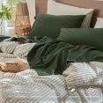 thumbnail image 4 of Bedding Sheet Set Washed Cotton Linen Like Textu Breathable Durable Soft Comfy (Tannish Linen Grey Queen), 4 of 6