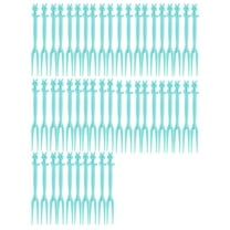 Foqnuq 50 Pcs Disposable Fruit Forks, Plastic Dessert Forks, Mini Two-Tooth Cocktail Forks - Perfect for Cake, Appetizers, Parties, and Fruit Cups