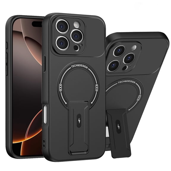 for iPhone 14 Military Grade Protection Armor Case 2-in-1 with Invisible Folding Kickstand, Compatible with MagSafe Magnetic Heavy Duty Shockproof Protective Phone Cover - Black