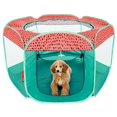 thumbnail image 1 of Jaula portátil para perros y tienda para gatos Furhaven verde y rosa XL, 1 of 9
