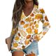 thumbnail image 1 of Blusa informal de cuello redondo y manga larga con estampado gráfico vintage para mujer, 1 of 5